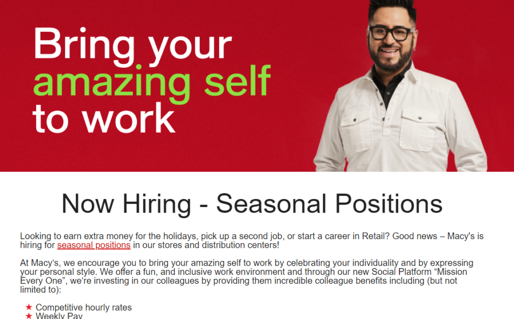 macys seasonal jobs